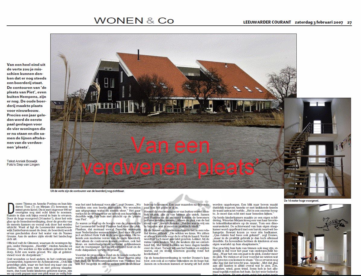 Verdwenen Pleats, Leeuwarder Courant (Wonen & Co)